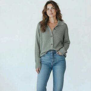 Happily Grey Oversized Button Down Sweater size M